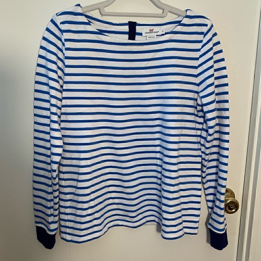 Vineyard vines EUC blue/white striped lightweight sweatshirt Size small - Picture 1 of 5